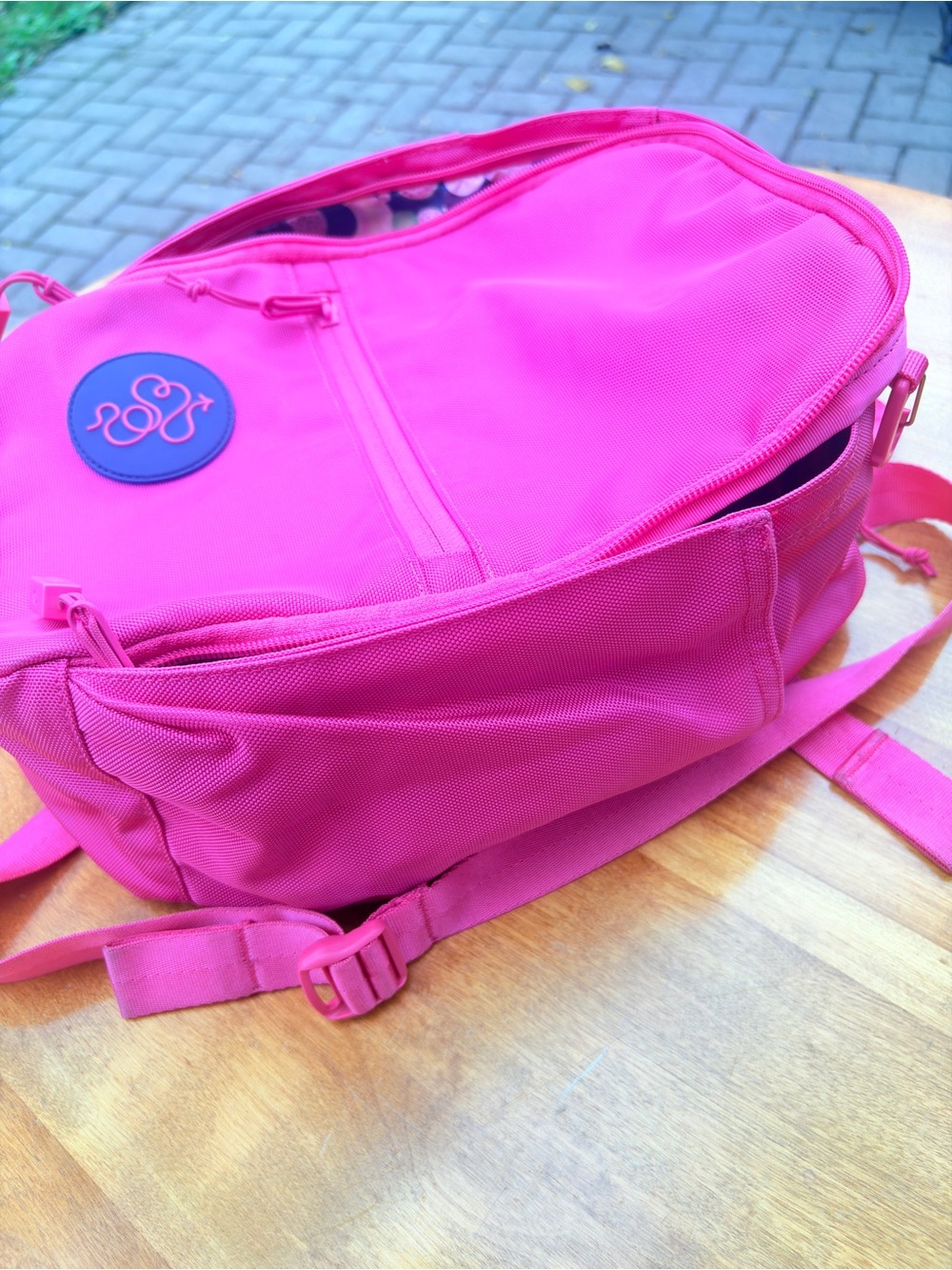 Baboon to the Moon Go-Bag mini backpack, hot pink bougainvillea - Picture 2 of 6